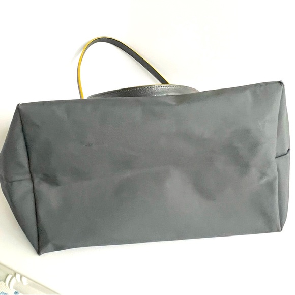 Authentic Longchamp Le Pliage Club Shoulder Shopping Tote – Gray w/ Yellow trim - Picture 10 of 16